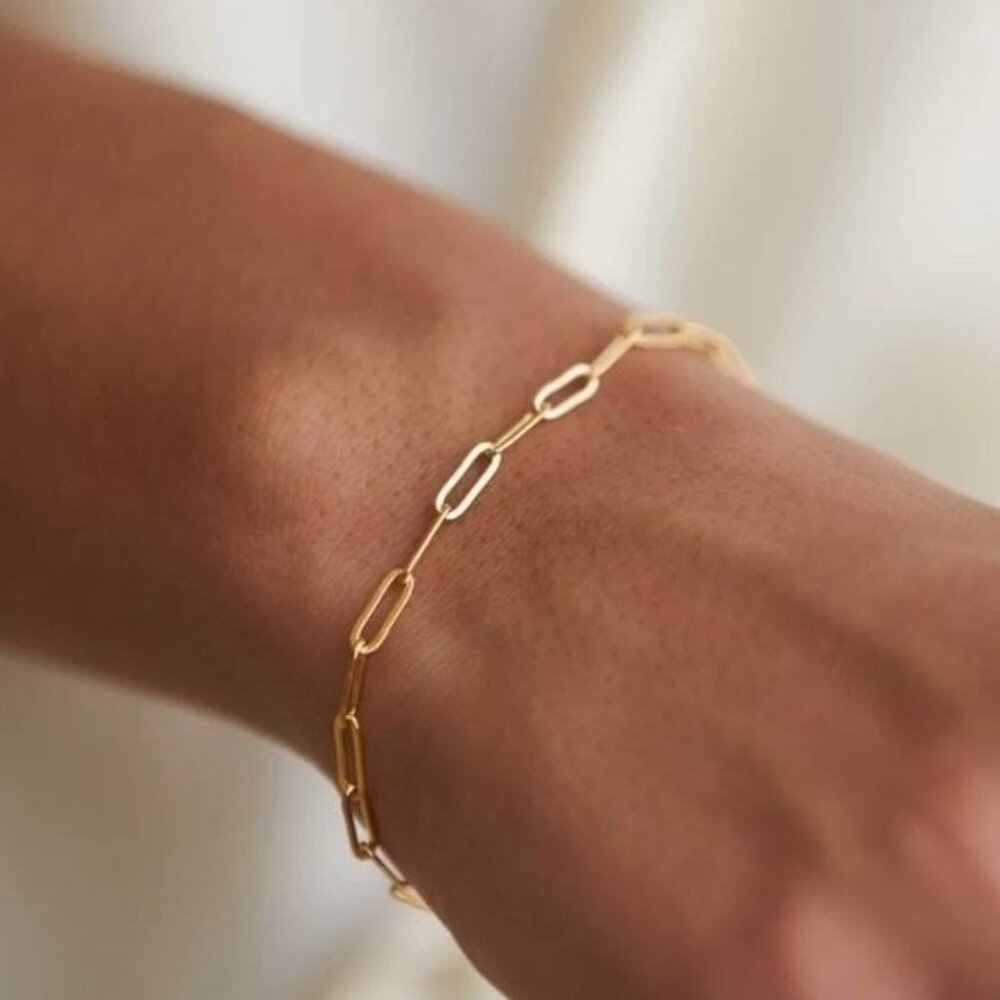 Bracelet Gold Paperclip Chain WATERPROOF Stacking Bracelet Gold Chain Bracelet